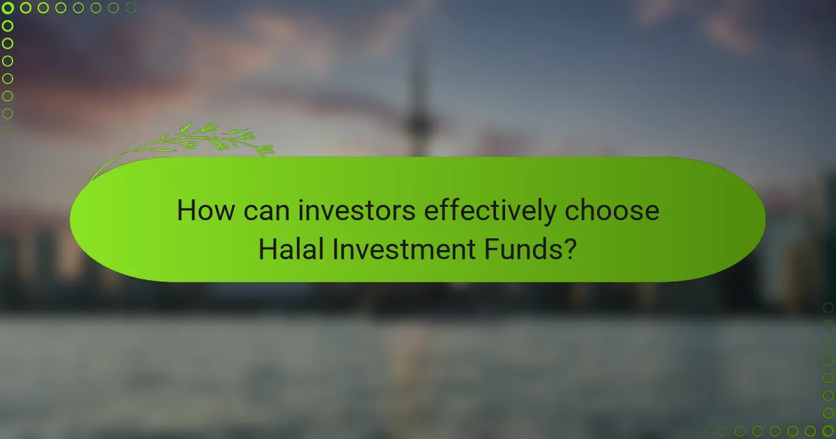 How can investors effectively choose Halal Investment Funds?