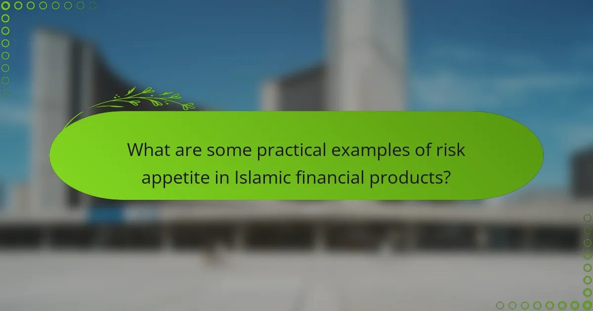 What are some practical examples of risk appetite in Islamic financial products?